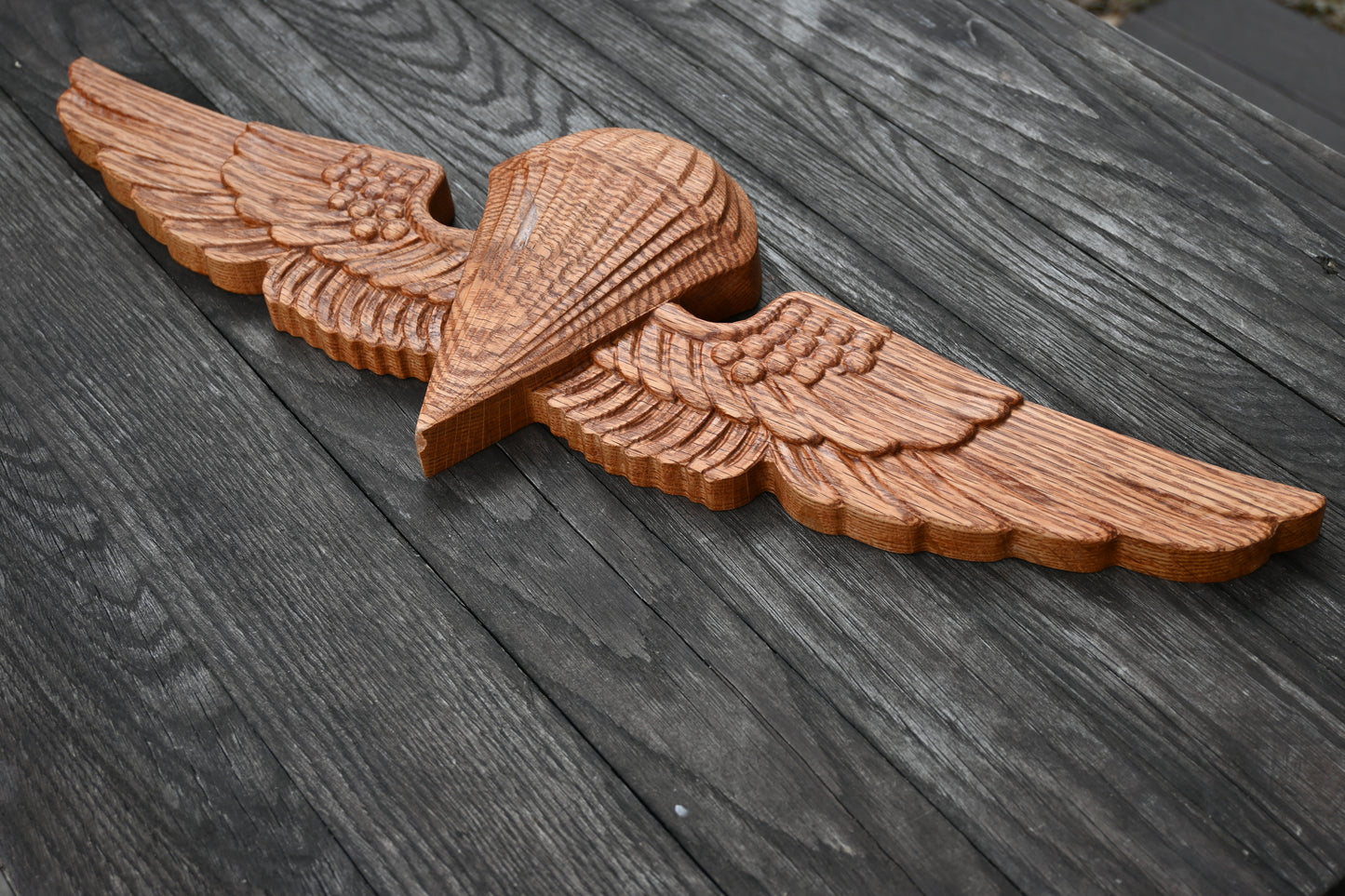 24" Navy and Marine Corps Parachutist Insignia in Red Oak, Wall Hanging Jump Wings