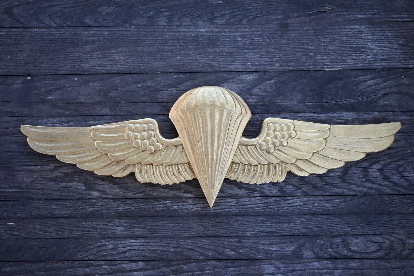 24" Navy and Marine Corps Parachutist Insignia in Red Oak, Wall Hanging Jump Wings