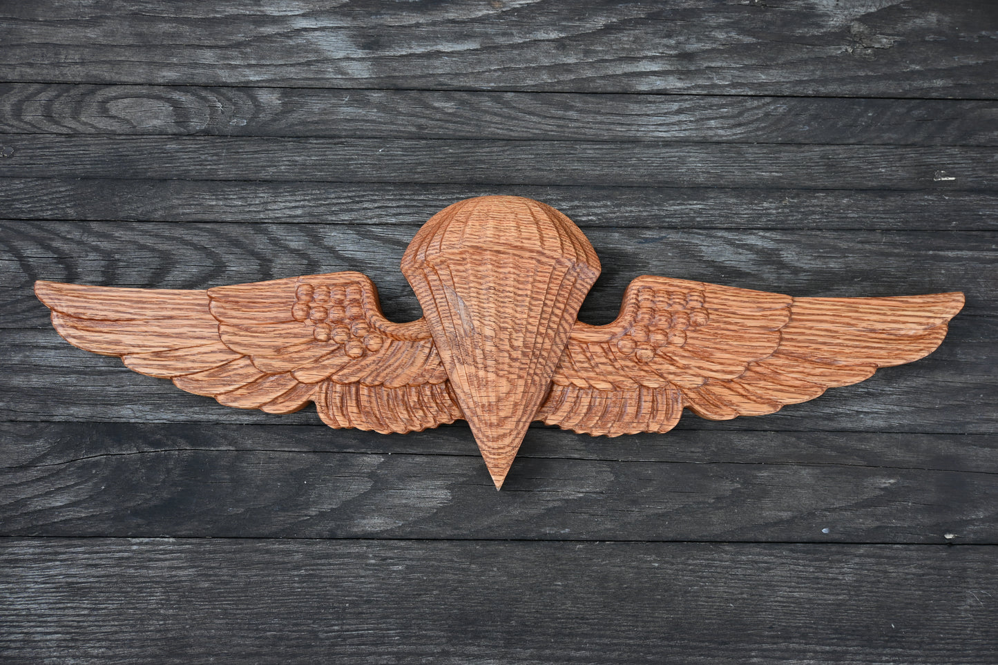 24" Navy and Marine Corps Parachutist Insignia in Red Oak, Wall Hanging Jump Wings